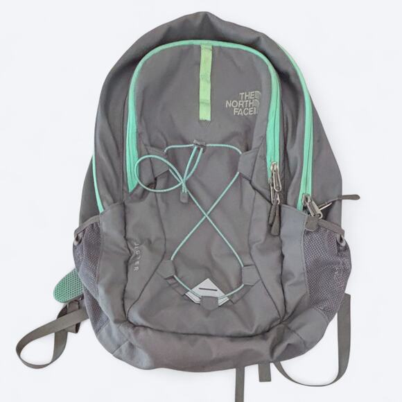 The North Face Jester Laptop Backpack Gray/Green Hiking Camping Climbing - Picture 1 of 10